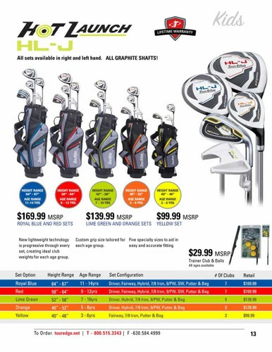 Tour Edge HL-J Junior Set With Stand Bag (Ages 3 To 6) Yellow 5 Tour Edge HL-J Junior Set With Stand Bag (Ages 3 To 6) Yellow - Image 3