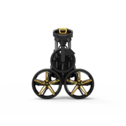Powakaddy DLX-Lite FF Push Trolley 22 Powakaddy DLX-Lite FF Push Trolley -Golf Clubs Shop DLX LITE FF GUNMETAL YELLOW FOLDED BACK 510x510 1