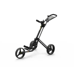 PowaKaddy Twinline 5 Push Golf Trolley -Golf Clubs Shop TL5 YELLOW MATT BLACK ANGLED SIDE 1 510x510 1