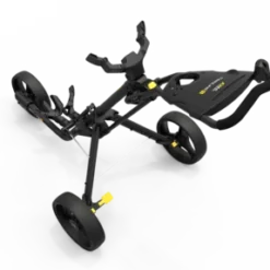 PowaKaddy Twinline 5 Push Golf Trolley -Golf Clubs Shop TL5 YELLOW MATT BLACK TOP VIEW 510x287 1